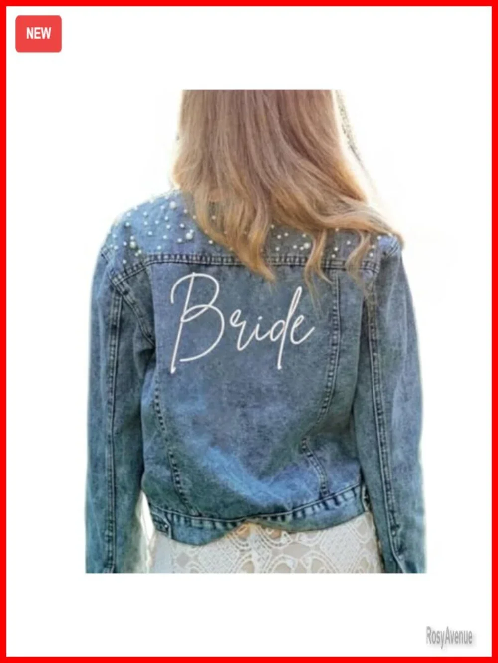 Bridal Pearl Denim Jacket with Bride Embroidery - Bachelorette Party